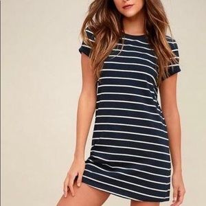 Cafe Society Navy Blue Striped Shirt Dress